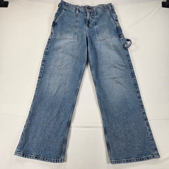 Free People High Rise Major Leagues Cuffed Cropped Jeans in Envy Women's Size 26 - Picture 2 of 8